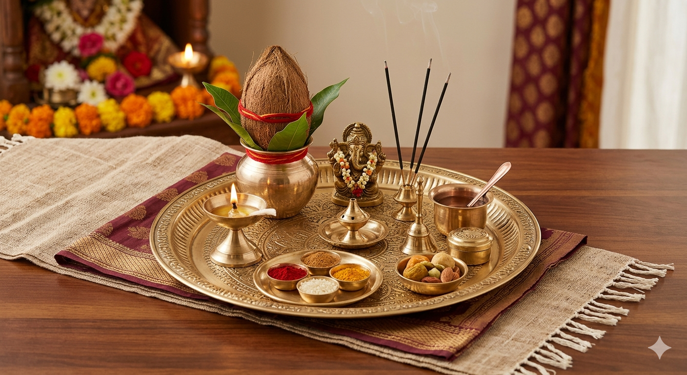 पूजा थाळी संच (संपूर्ण)